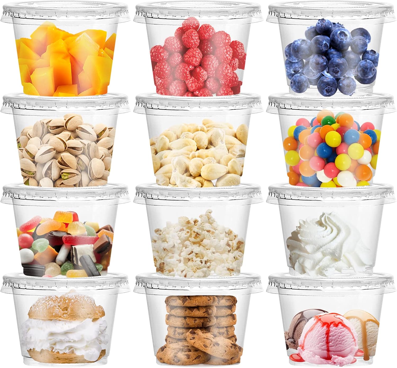 Sauce Dipping Cup - 8/10OZ Plastic Parfaitbekers met platte deksels